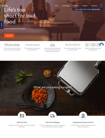 eCommerce website: Cinder Grill