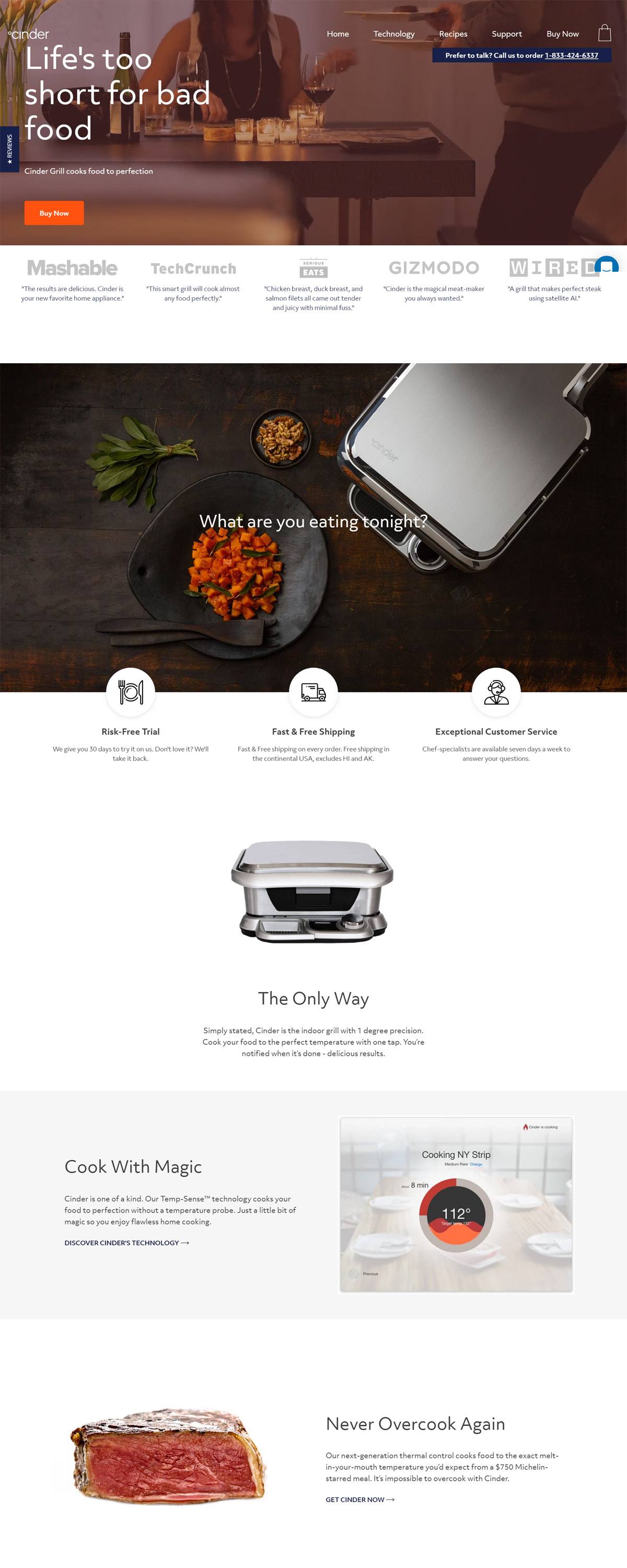 eCommerce website: Cinder Grill