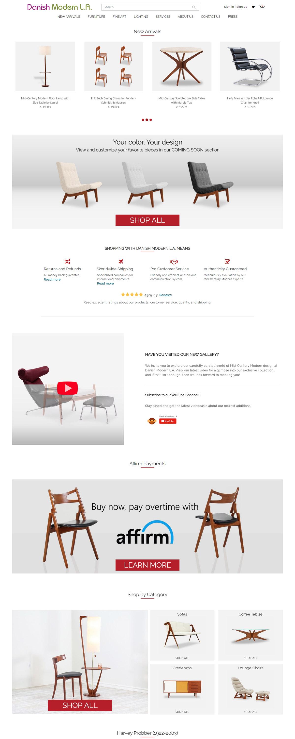 eCommerce website: Danish Modern L.A.