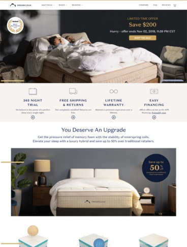 eCommerce website: DreamCloud