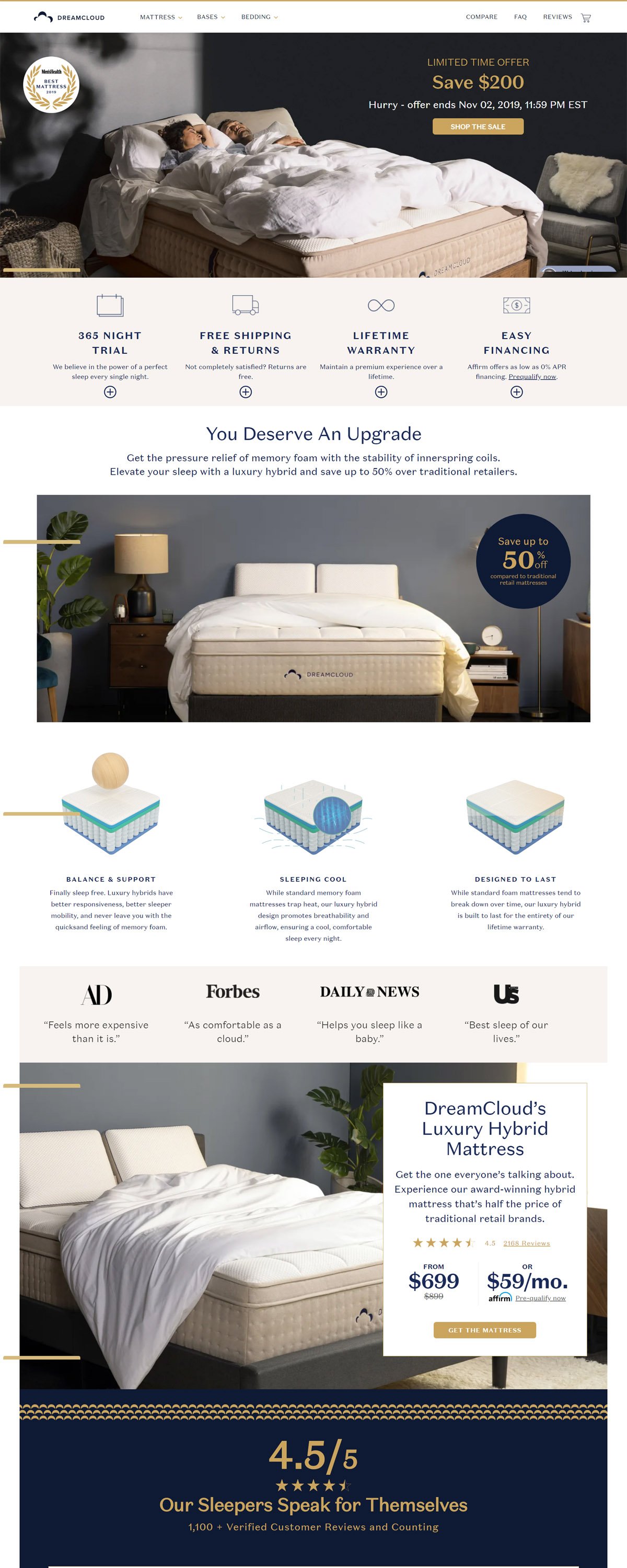 eCommerce website: DreamCloud