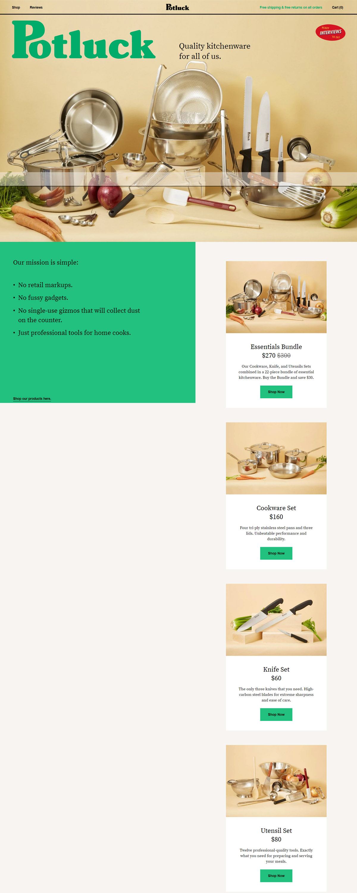 eCommerce website: Potluck