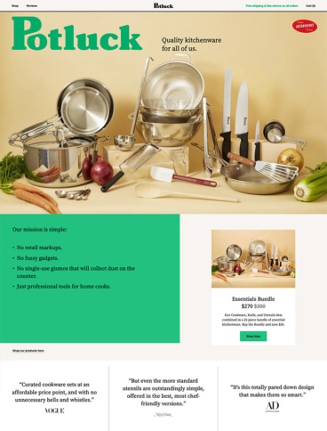 eCommerce website: Potluck