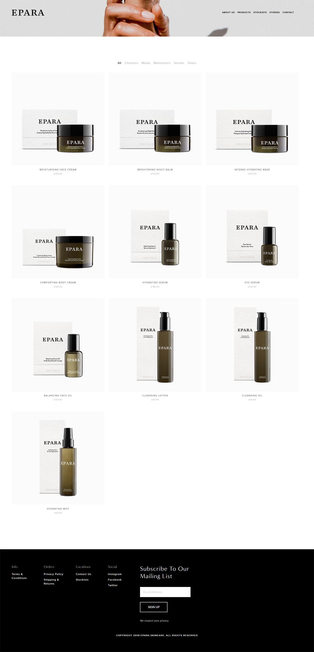 eCommerce website: Epara