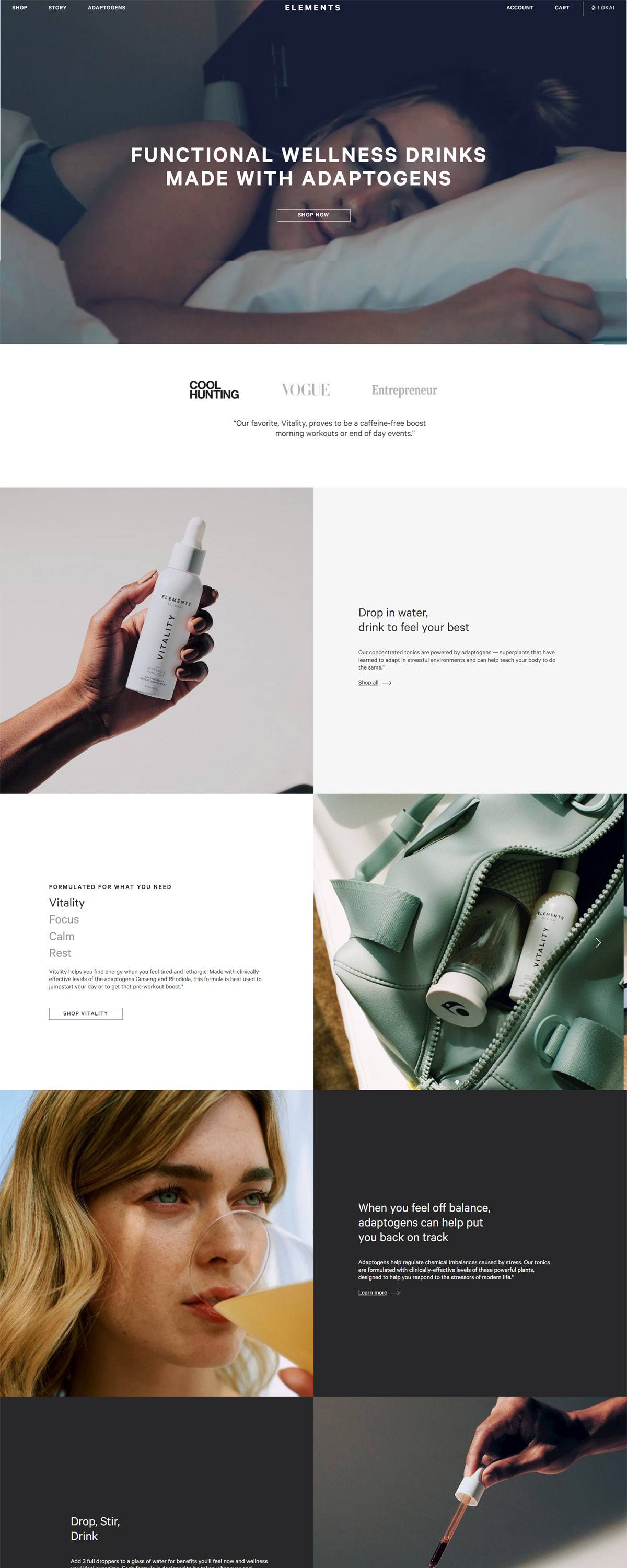 eCommerce website: Elements