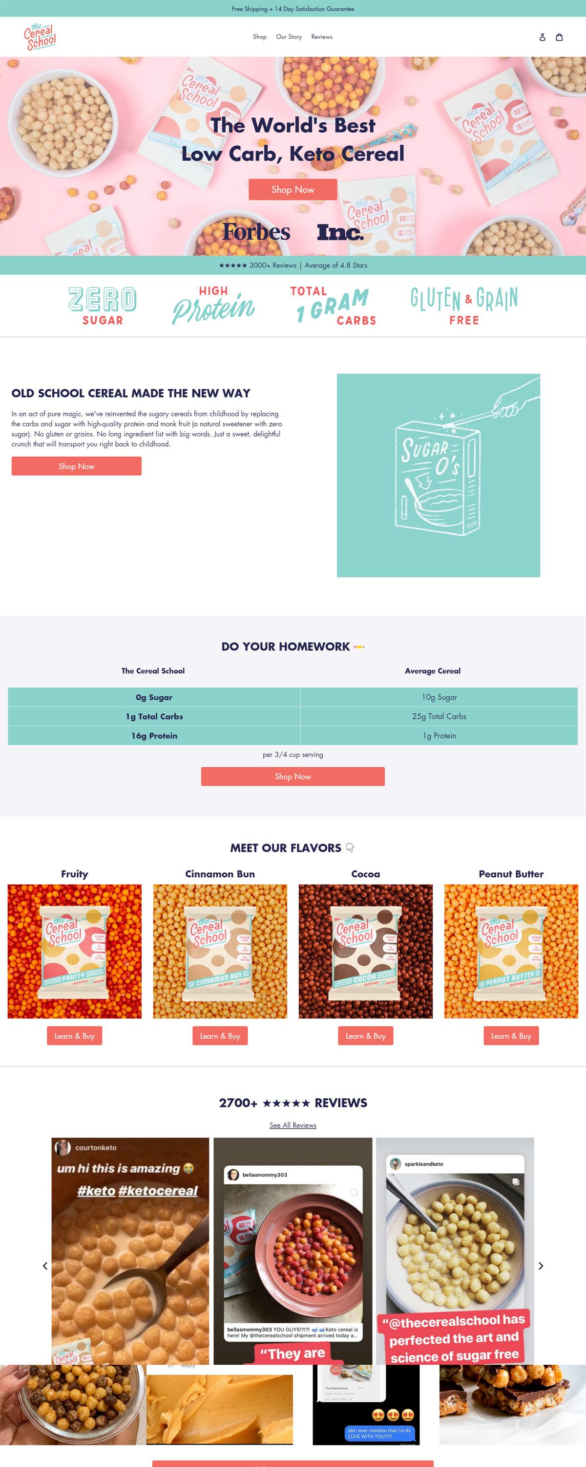 eCommerce website: The Cereal School