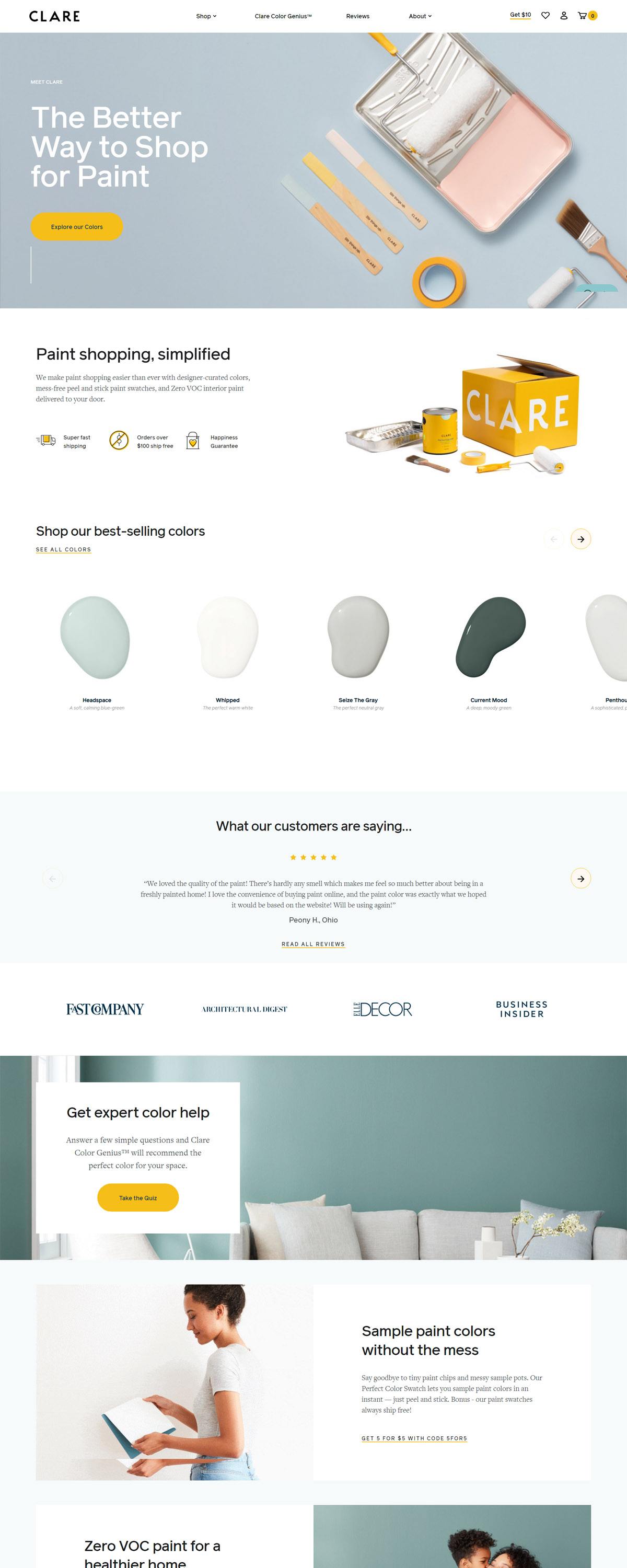 eCommerce website: Clare