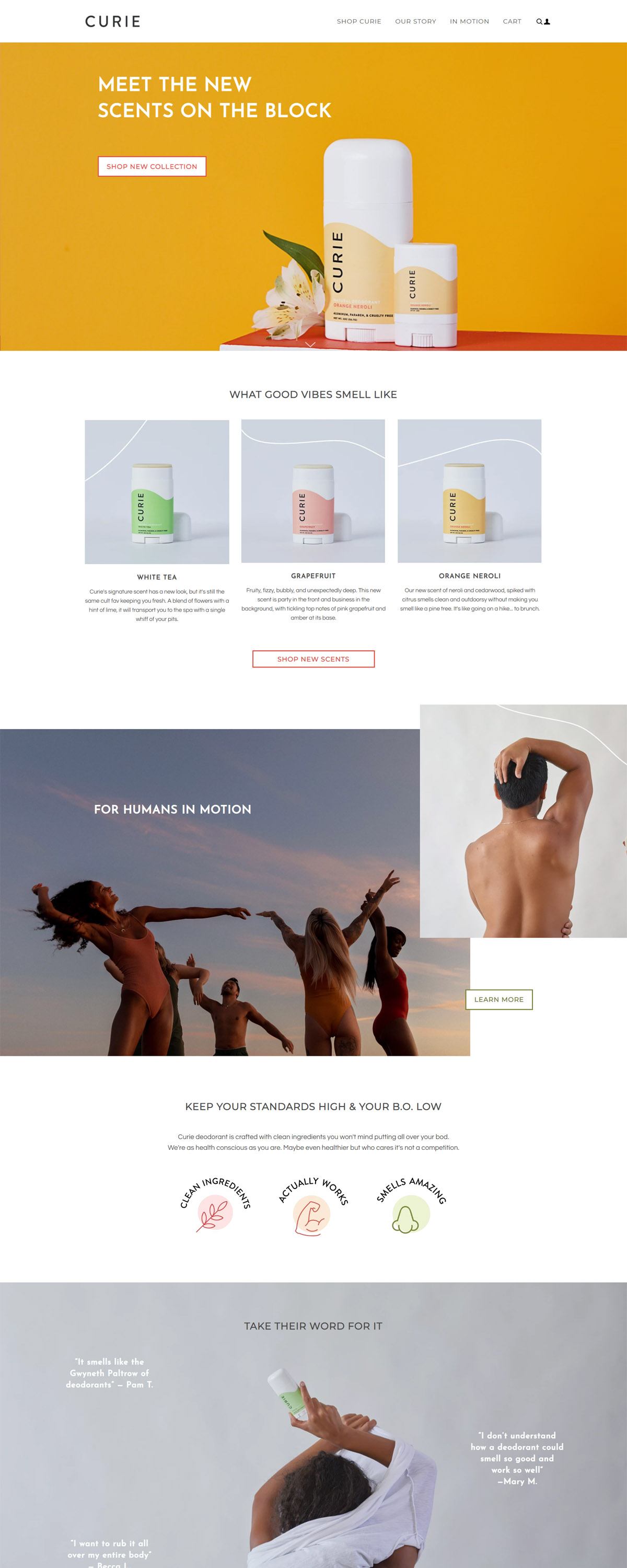 eCommerce website: Curie