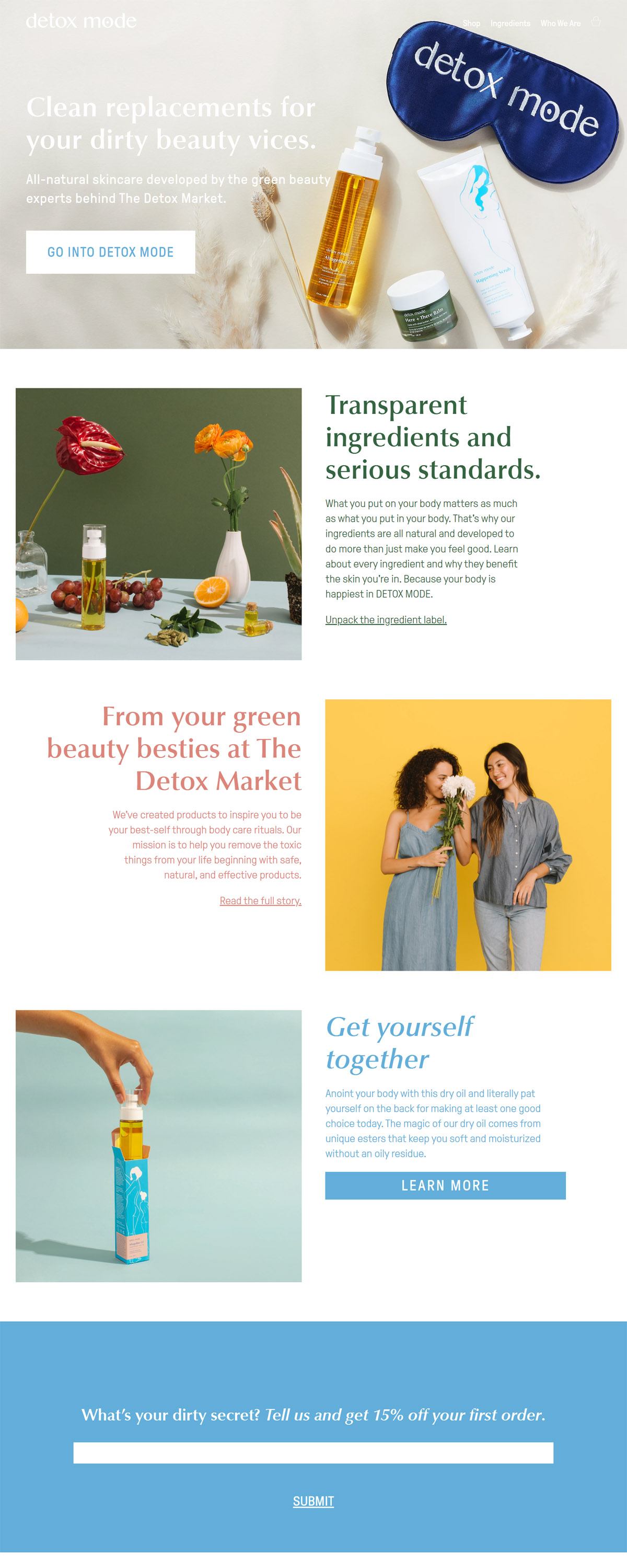 eCommerce website: Detox Mode