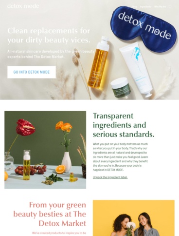 eCommerce website: Detox Mode