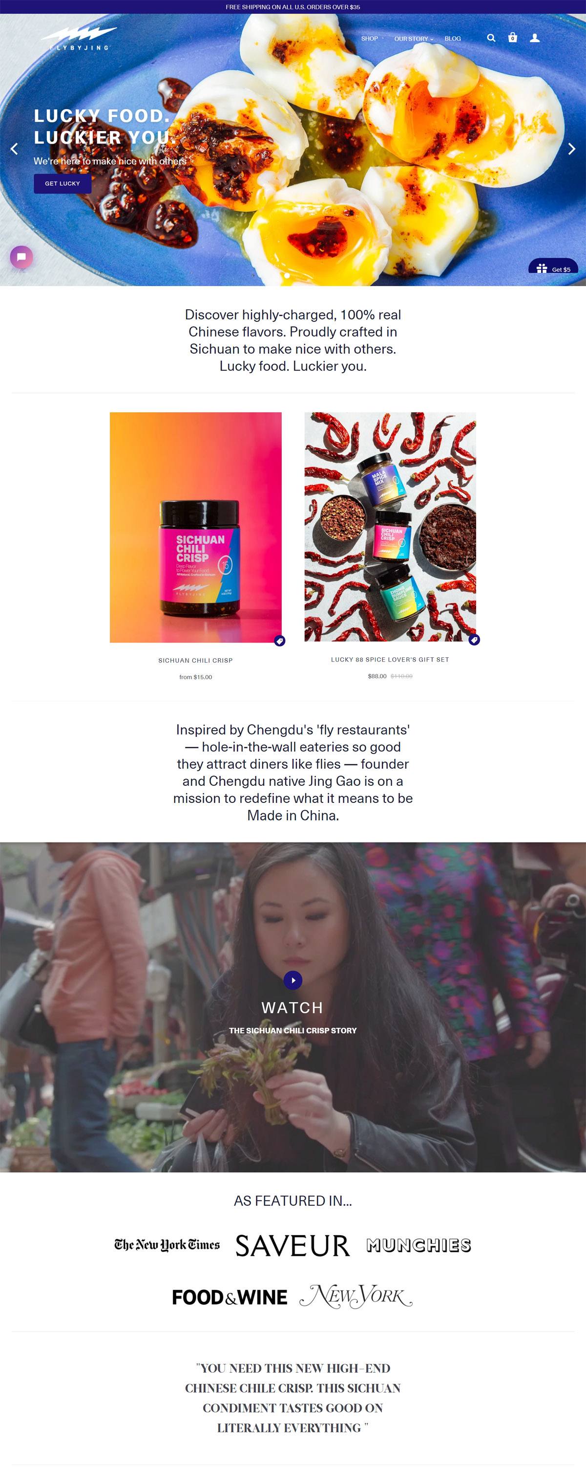 eCommerce website: FLY BY JING