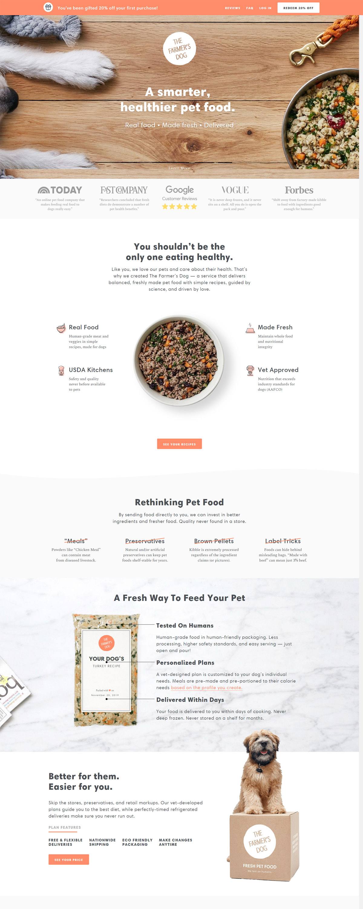 eCommerce website: The Farmer’s Dog