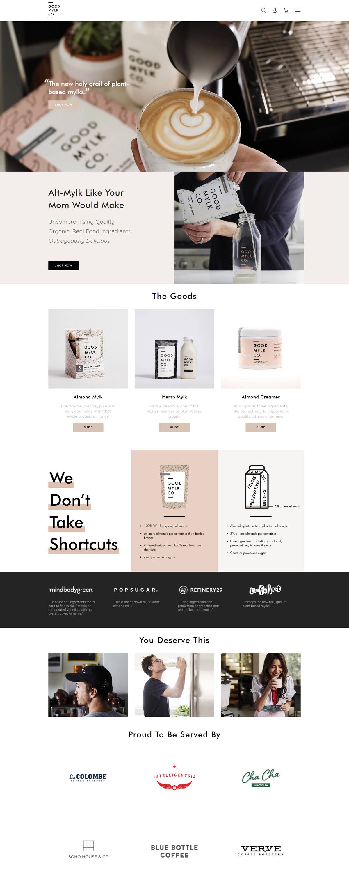 eCommerce website: GoodMylk Co.
