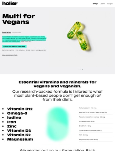 eCommerce website: Holier