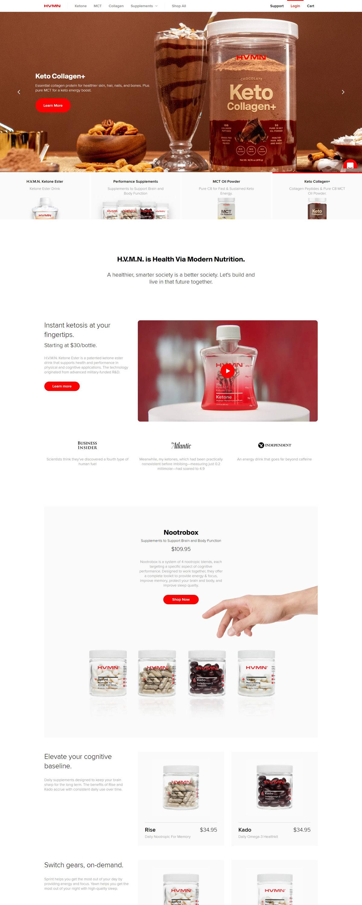 eCommerce website: HVMN