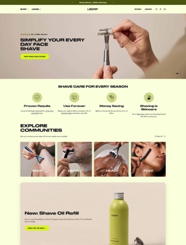 eCommerce website: Leaf Shave