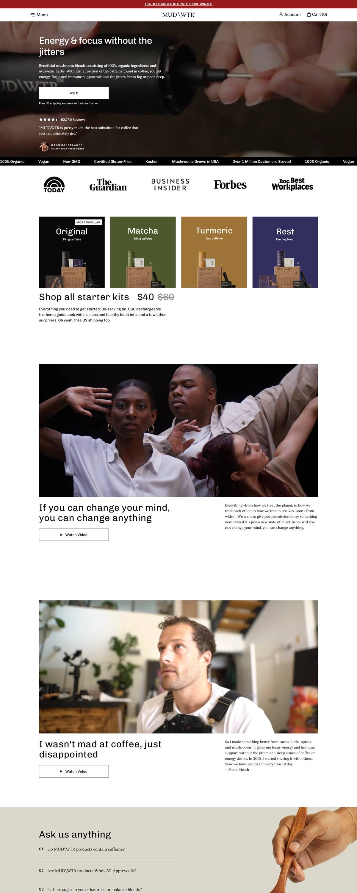 eCommerce website: MUD\WTR™