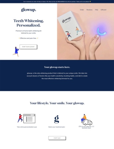 eCommerce website: glowup