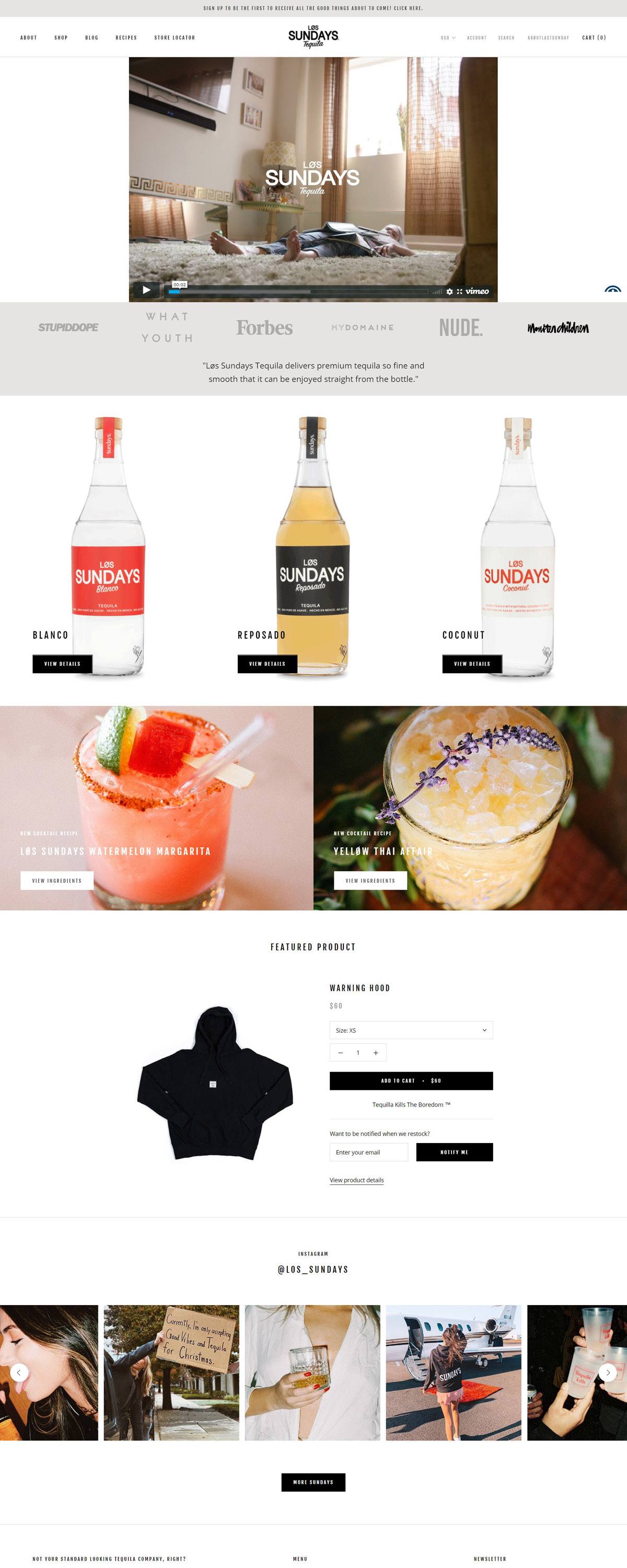 eCommerce website: Los Sundays