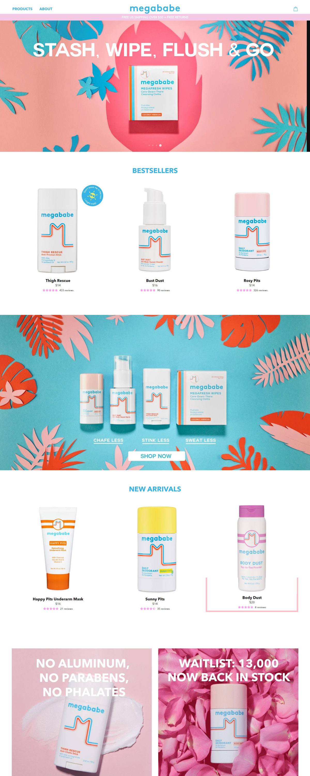 eCommerce website: Megababe