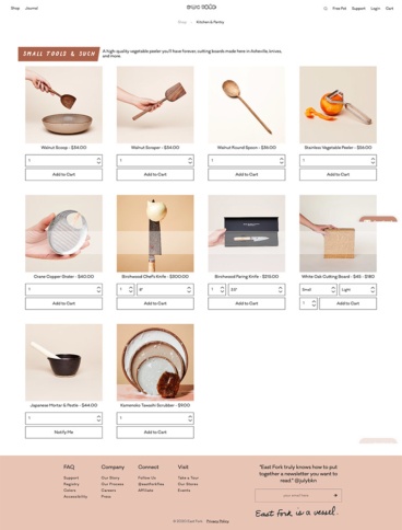 eCommerce website: East Fork