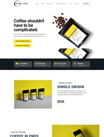 eCommerce website: Coffee and check