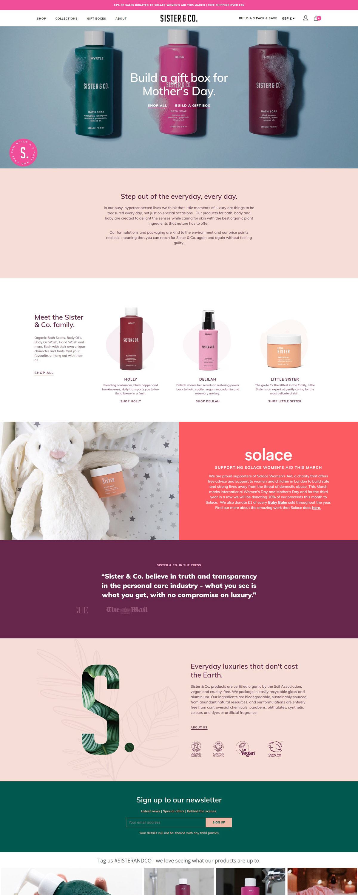 eCommerce website: Sister & Co