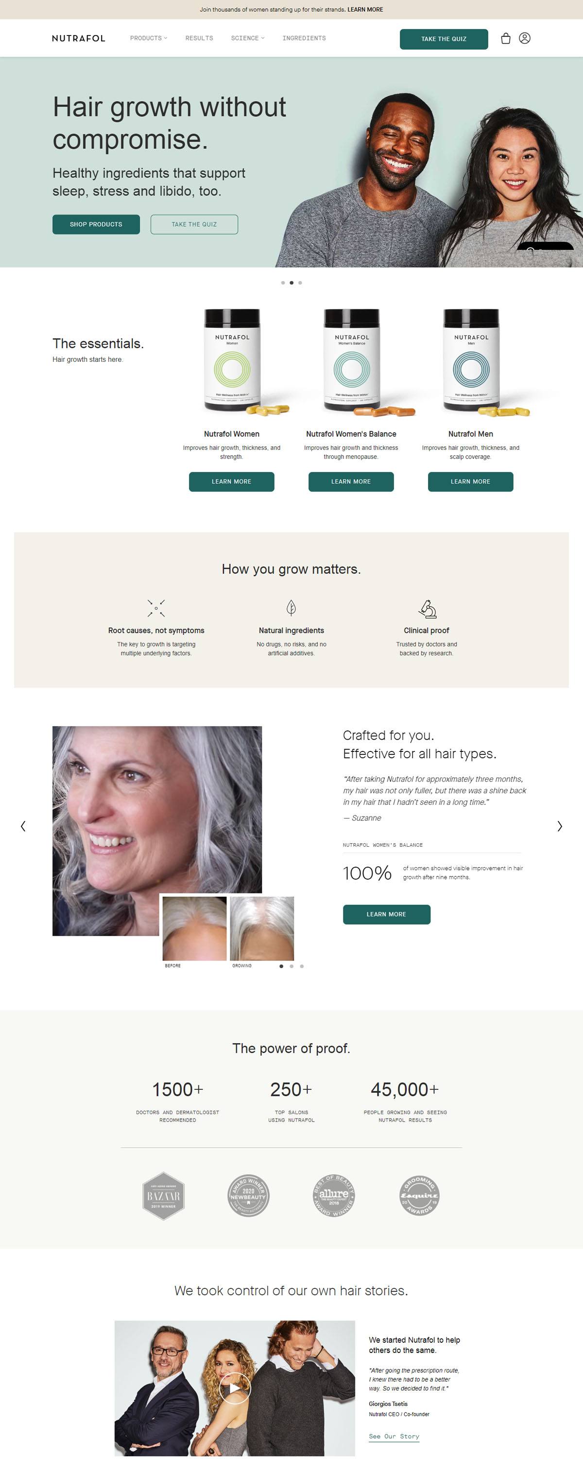 eCommerce website: Nutrafol