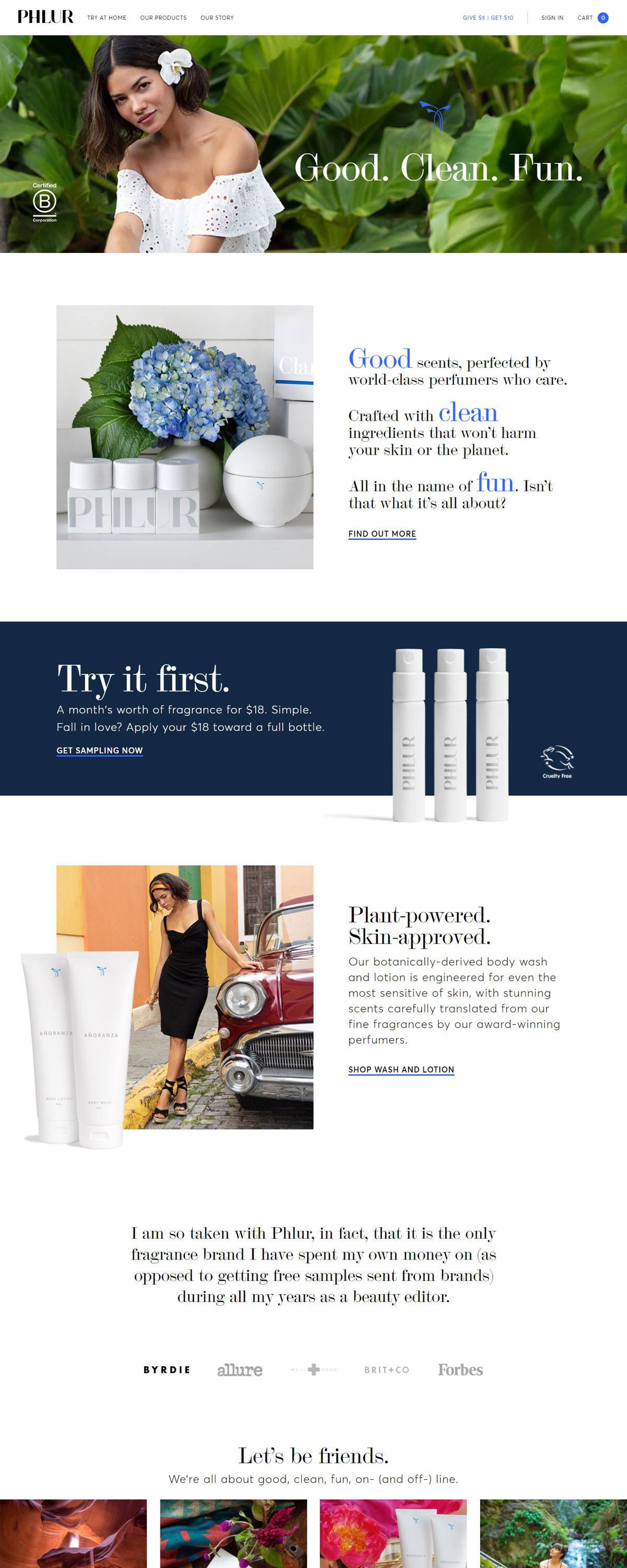 eCommerce website: PHLUR