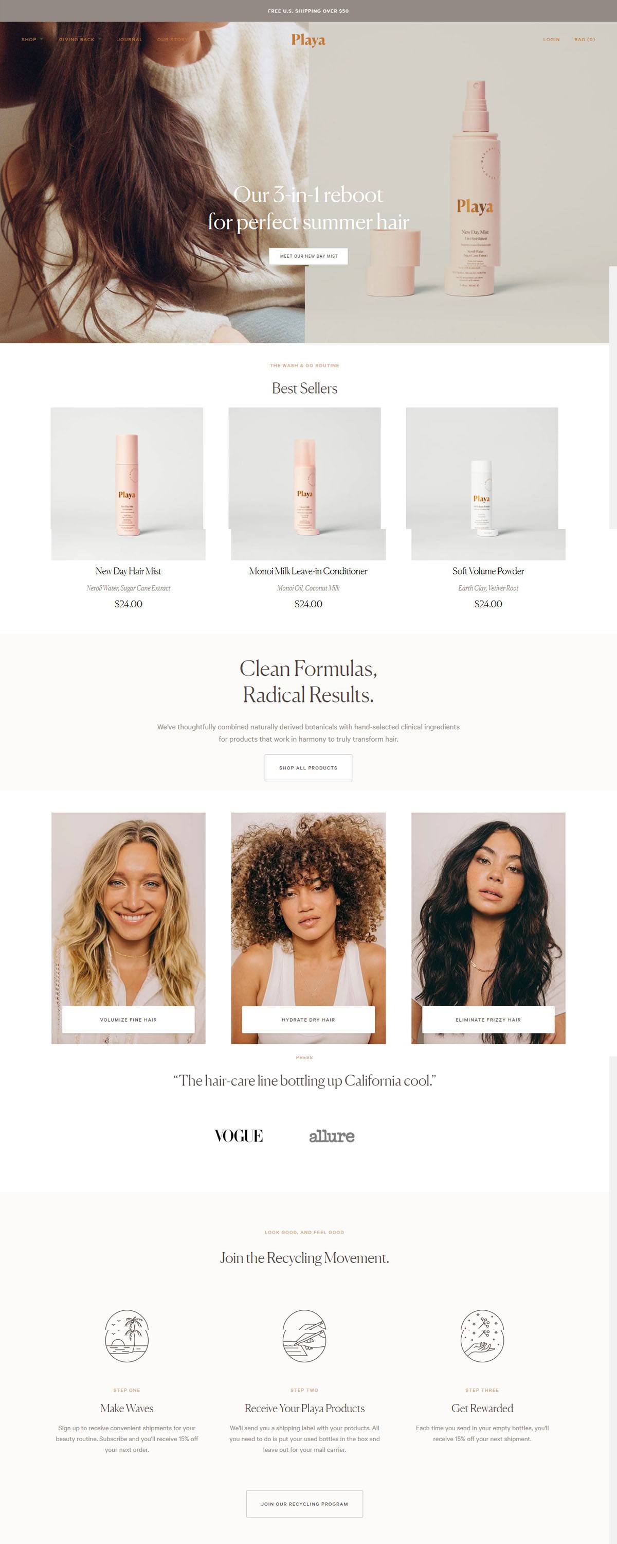 eCommerce website: Playa