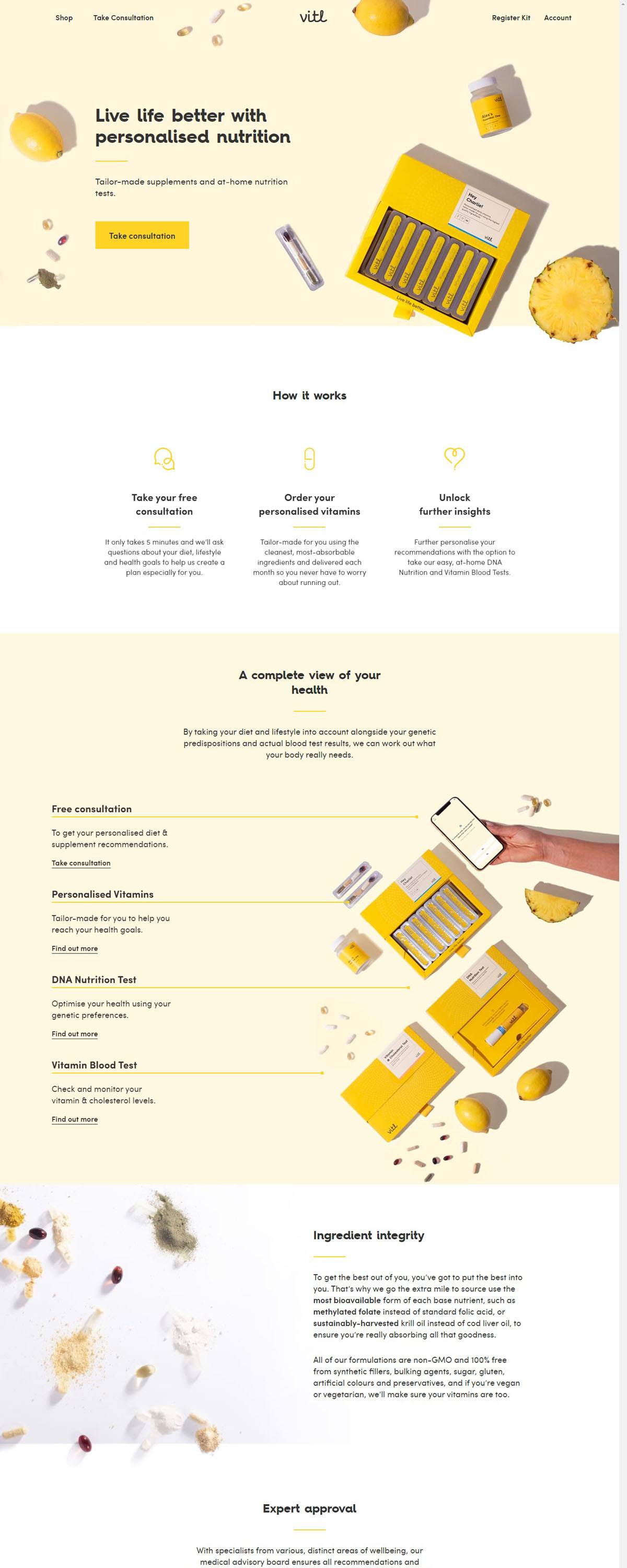 eCommerce website: Vitl