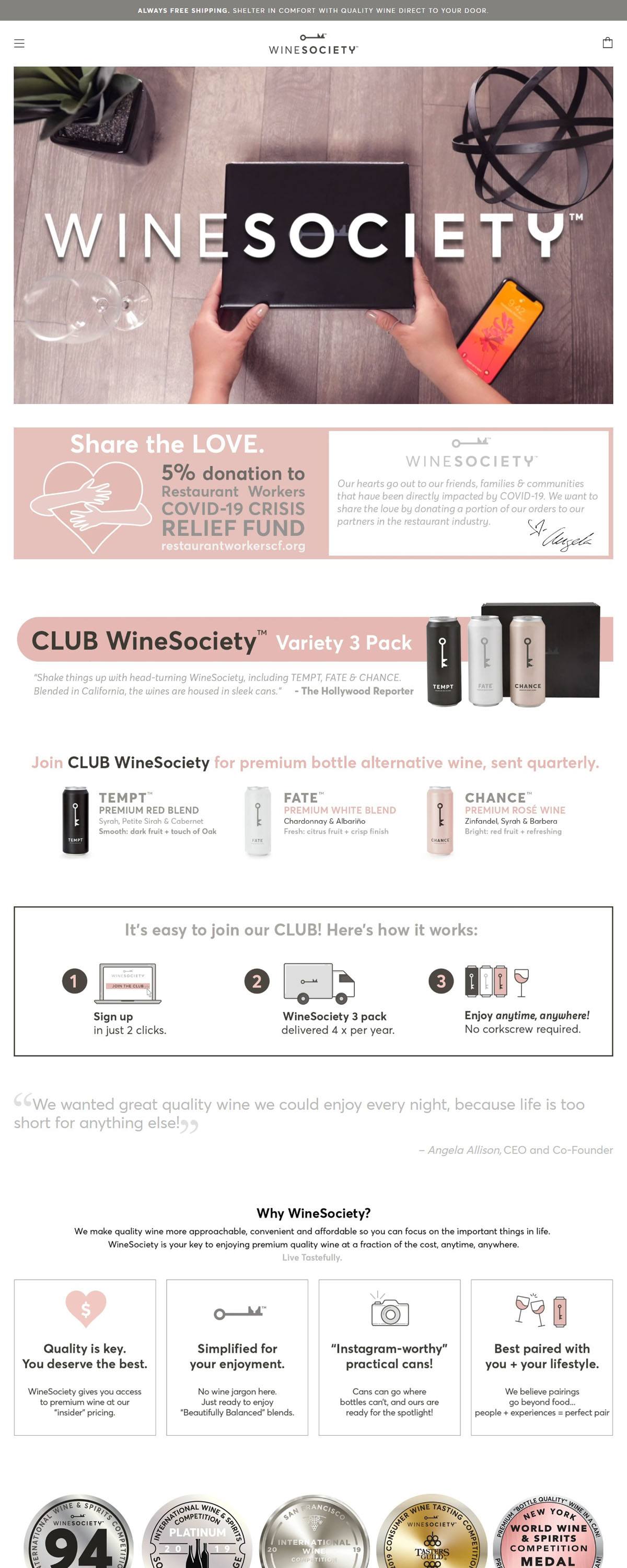 eCommerce website: WineSociety