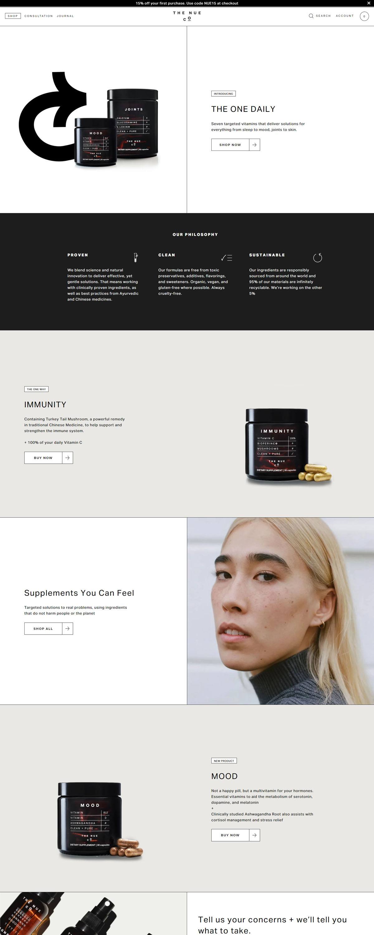eCommerce website: The Nue Co