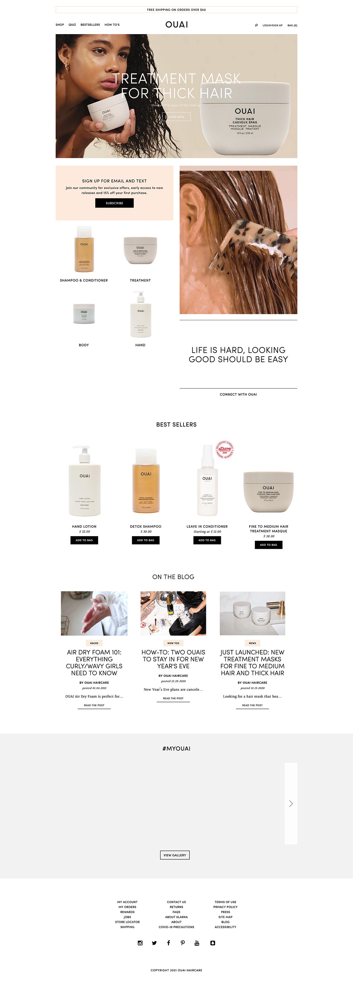 eCommerce website: OUAI