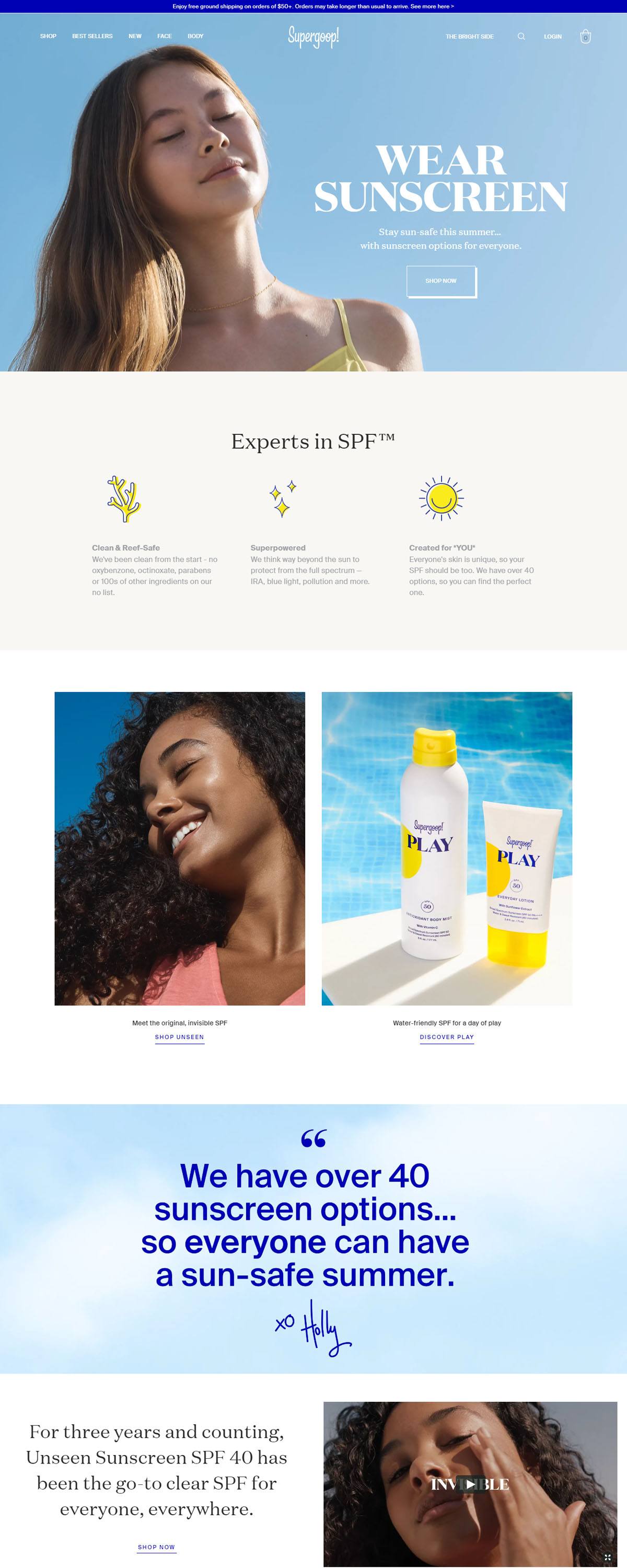 eCommerce website: Supergoop