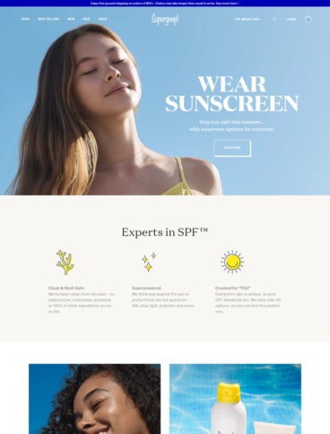 eCommerce website: Supergoop