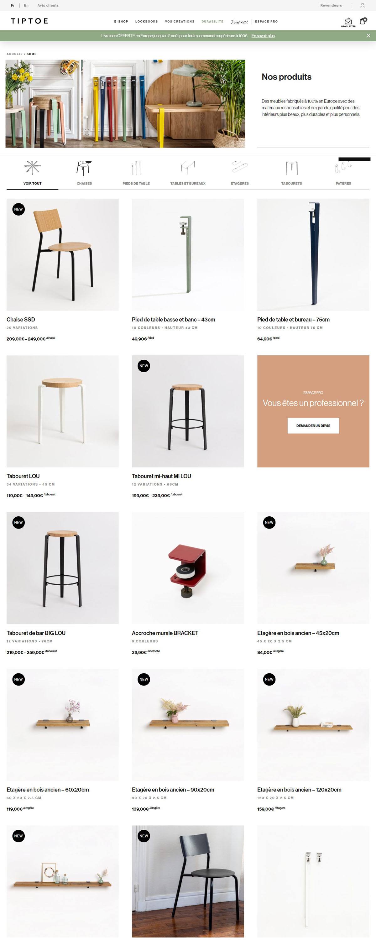 eCommerce website: TIPTOE