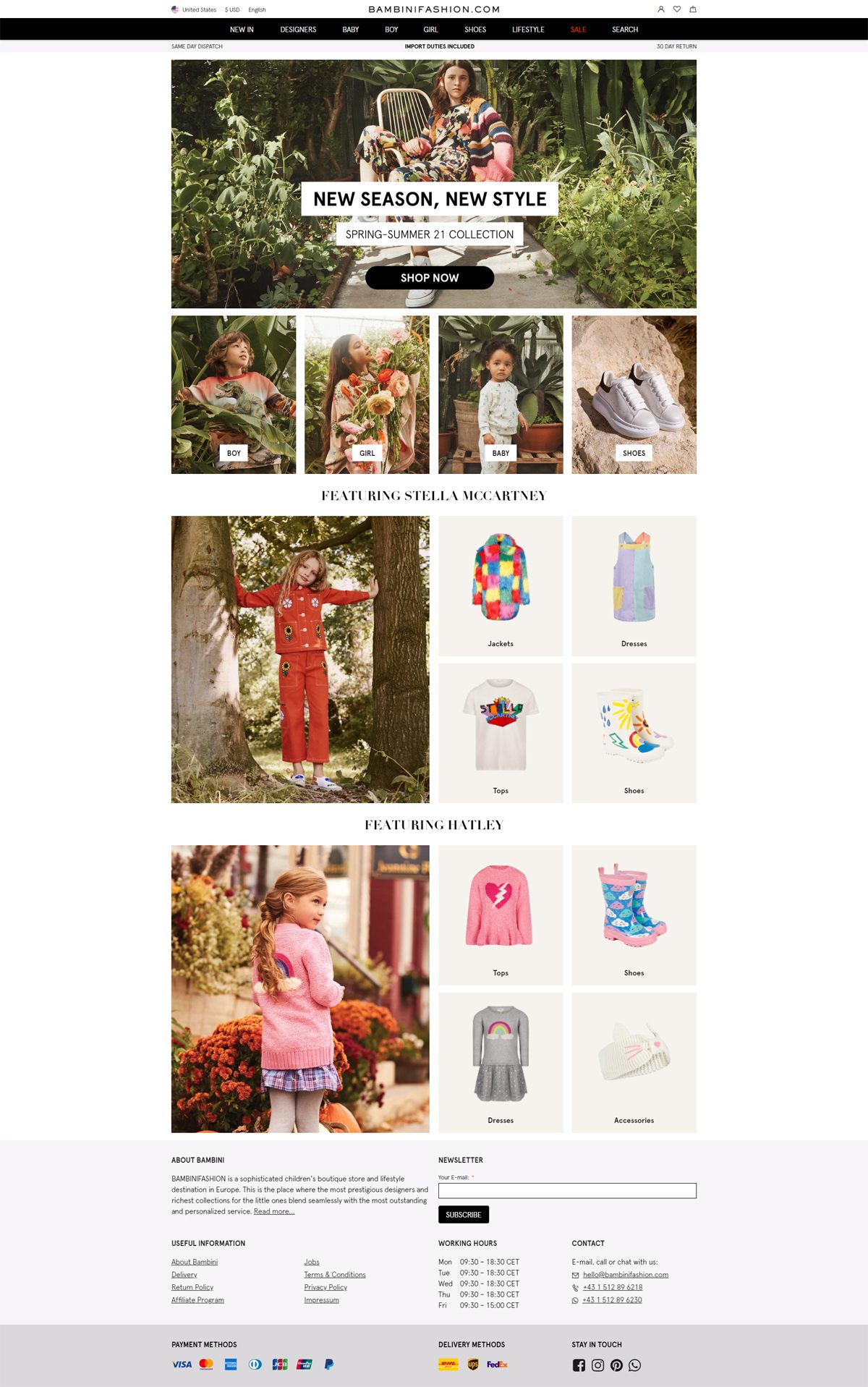 eCommerce website: BAMBINIFASHION