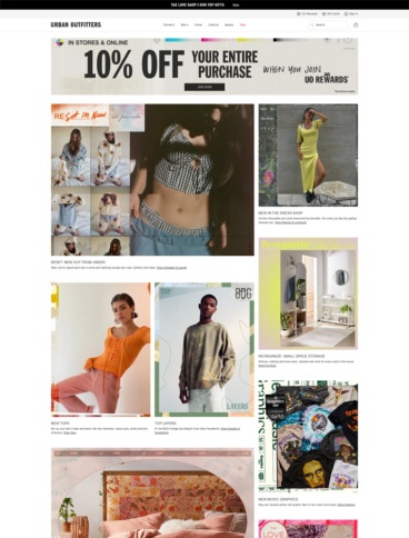 eCommerce website: urban Outfitters