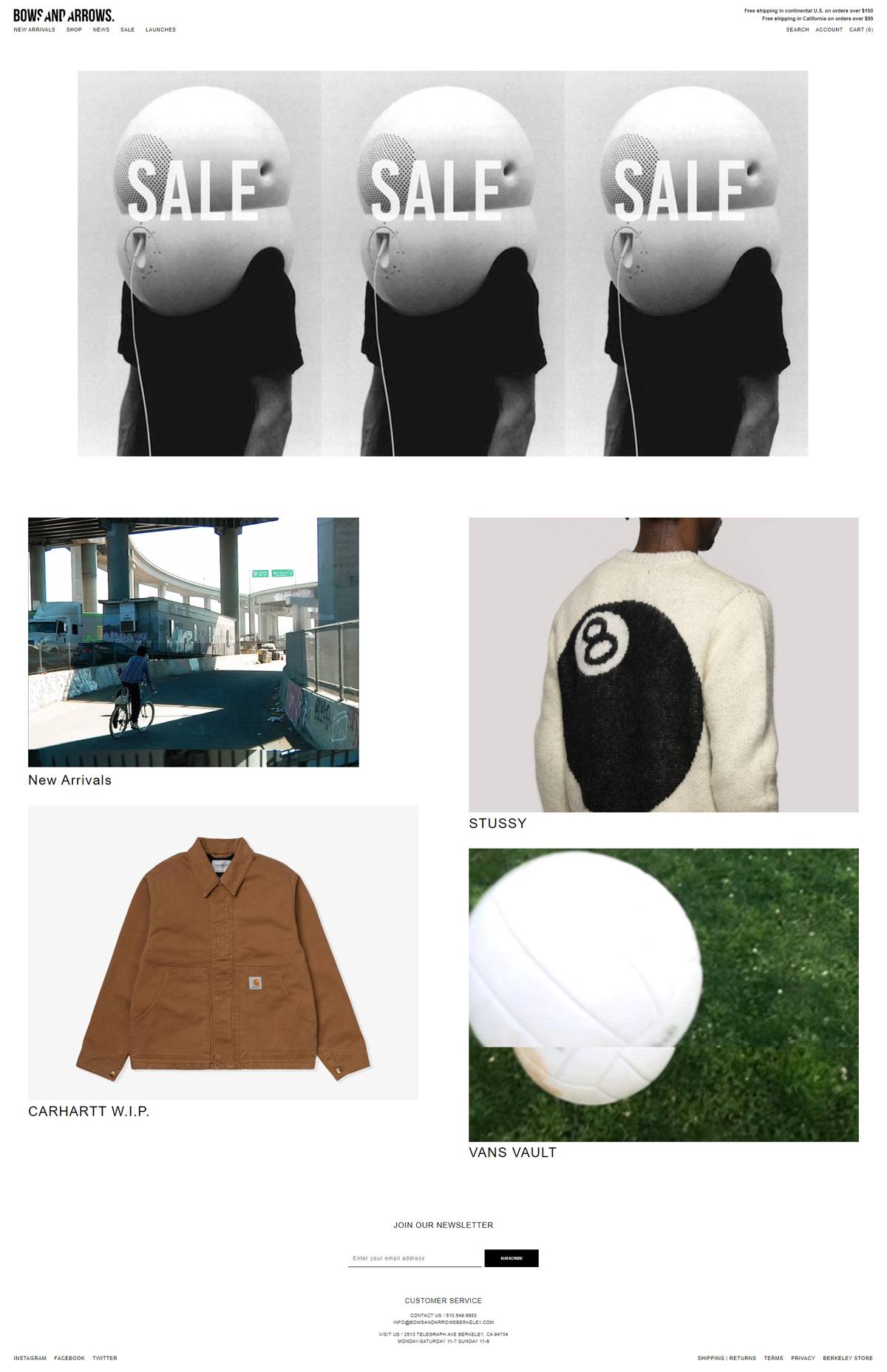 eCommerce website: Bows and Arrows