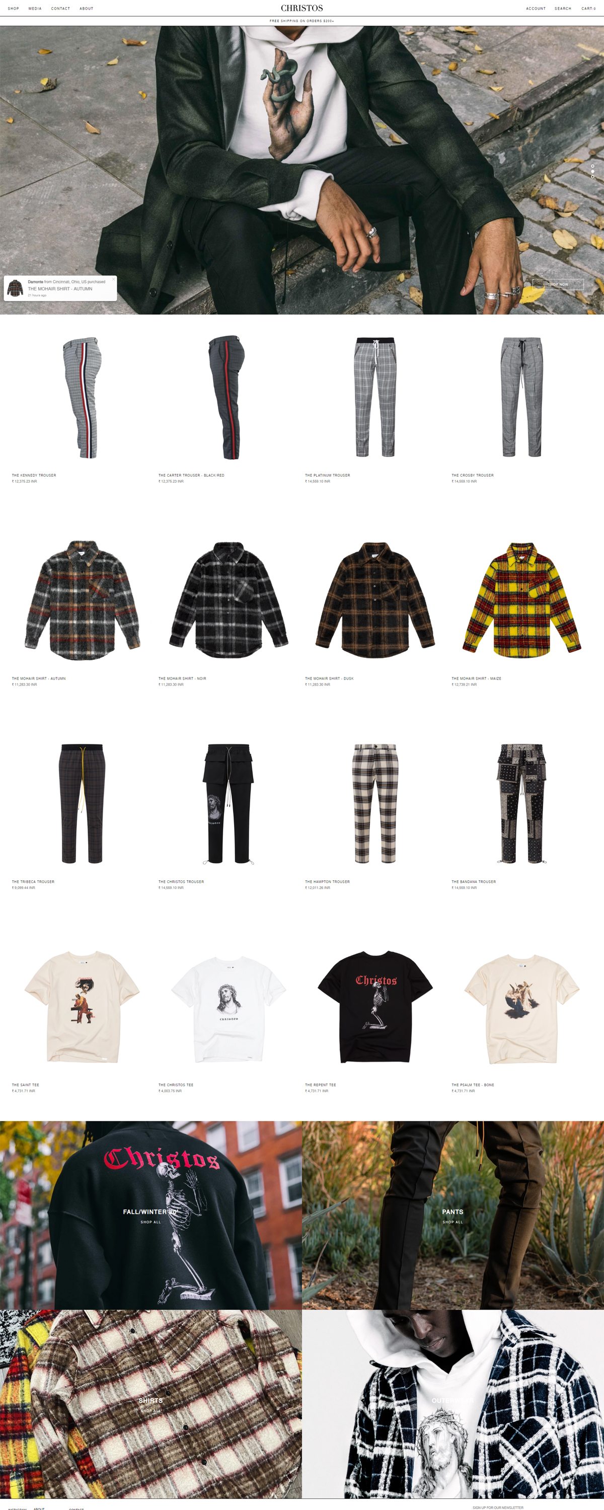 eCommerce website: Christos