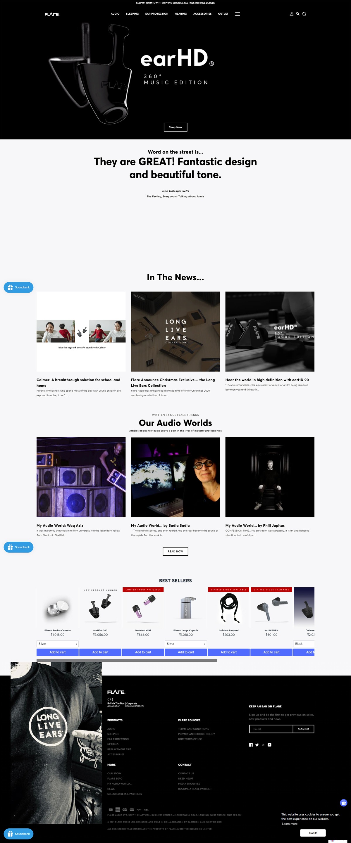eCommerce website: Flare Audio