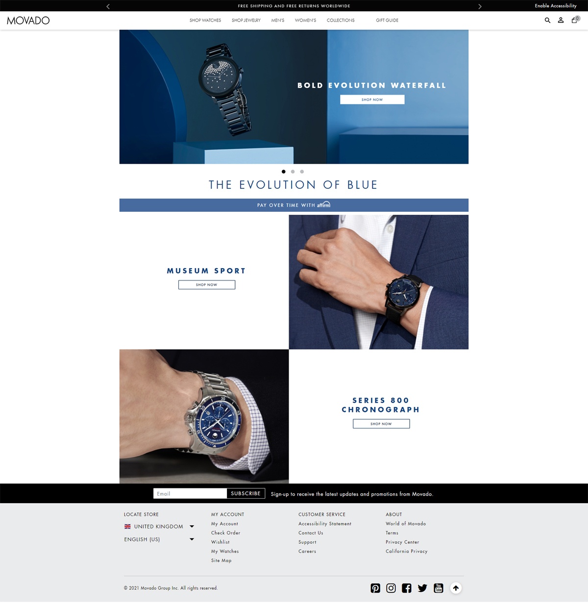 eCommerce website: Movado