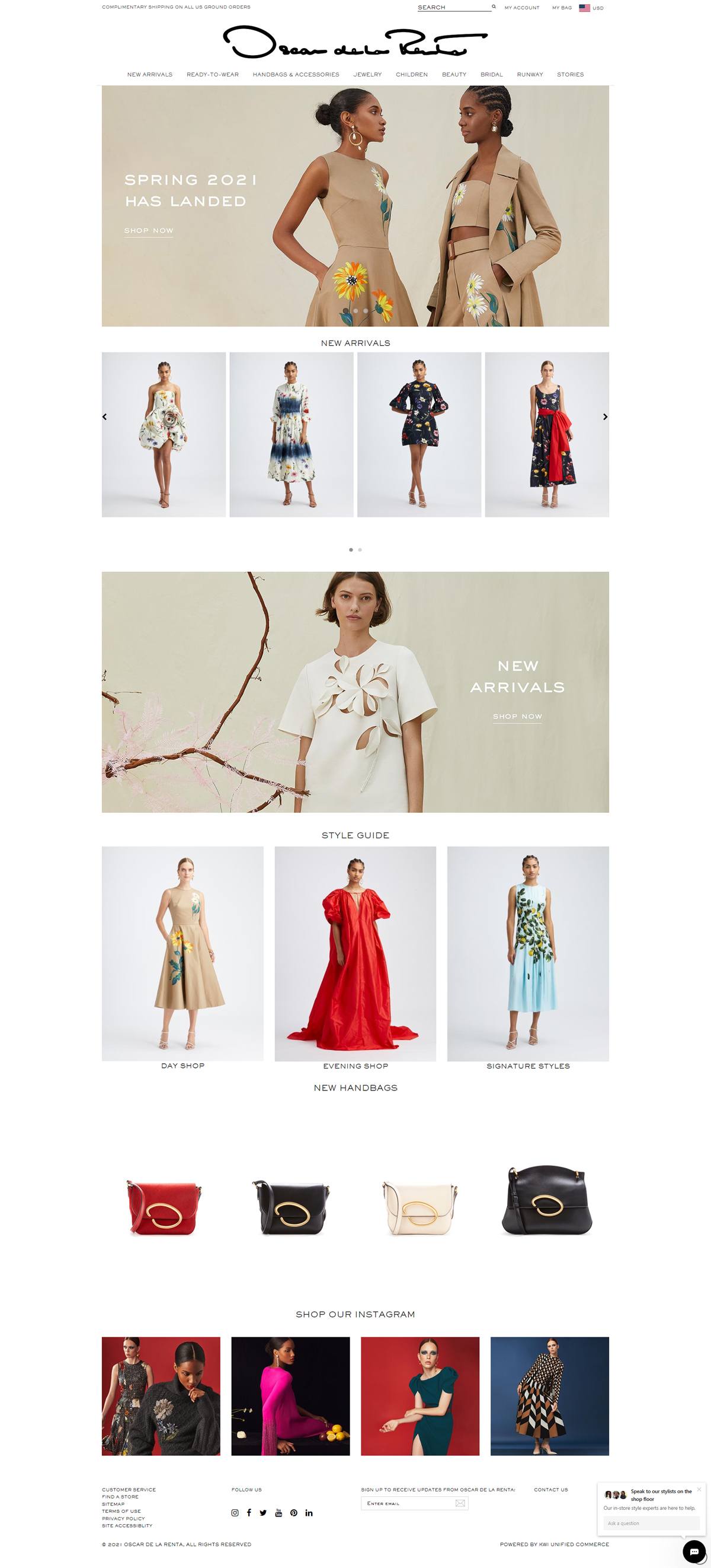 eCommerce website: Oscar de la Renta