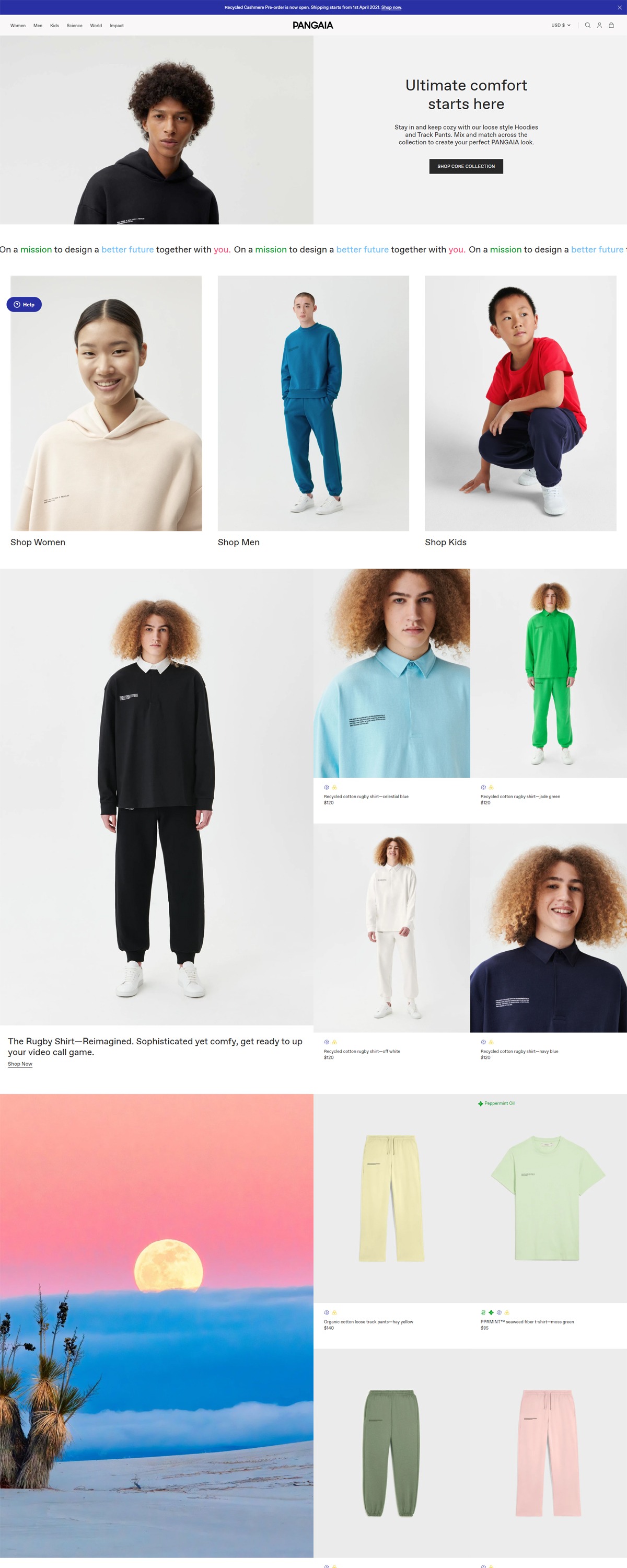 eCommerce website: Pangaia