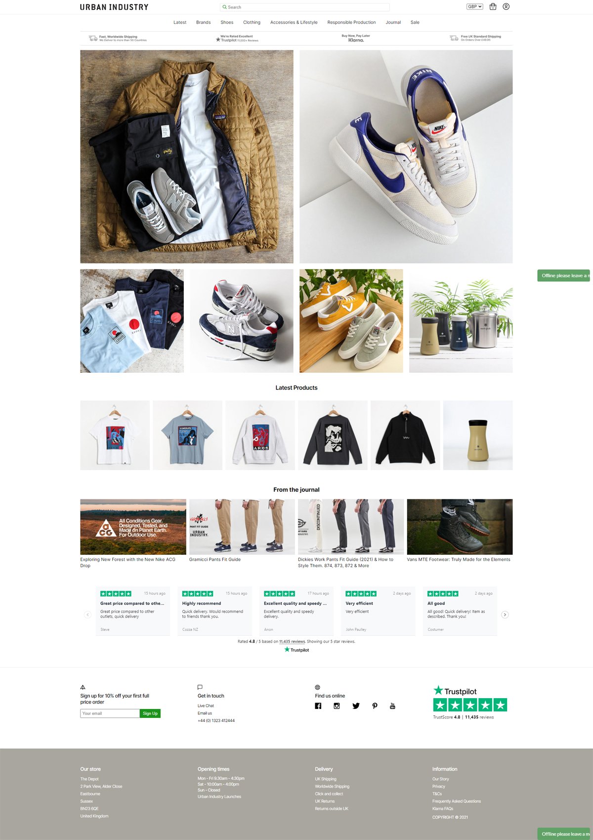 eCommerce website: Urban Industry