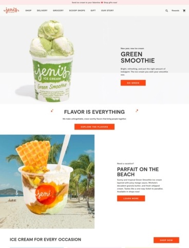 eCommerce website: Jeni’s