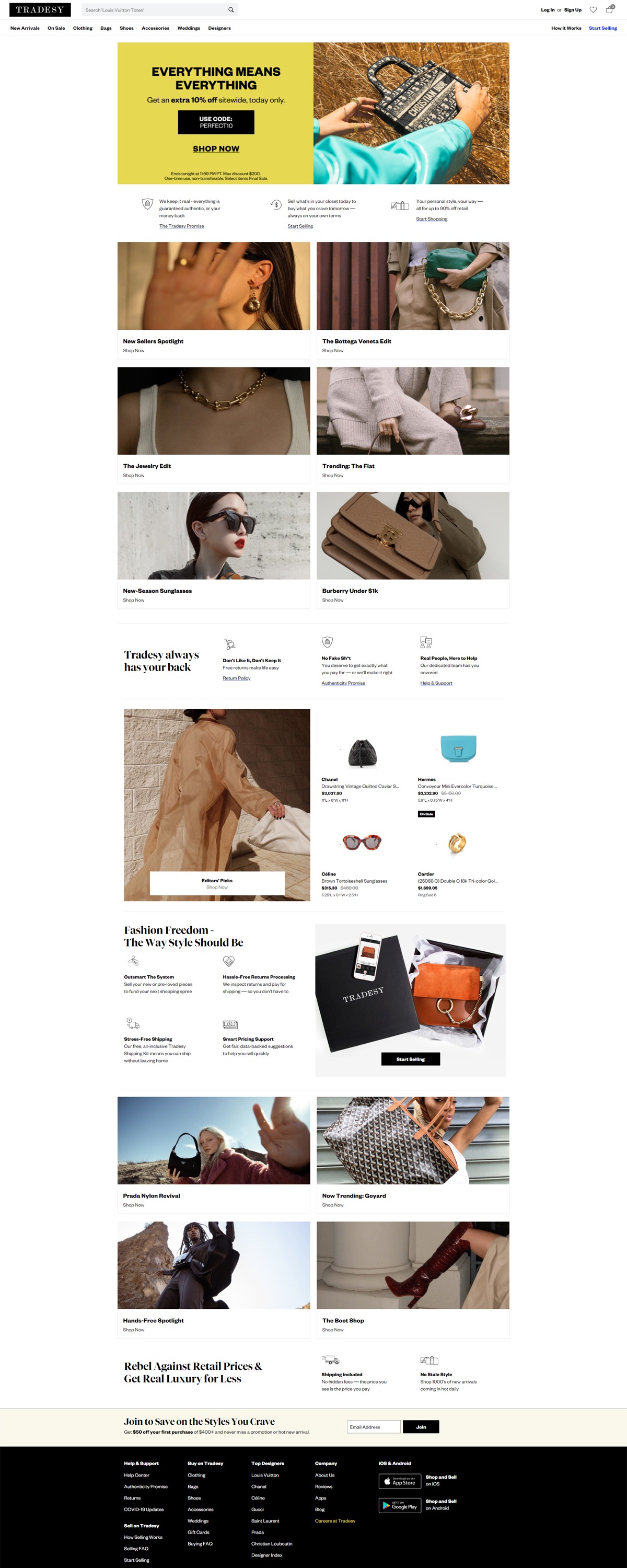 eCommerce website: Tradesy
