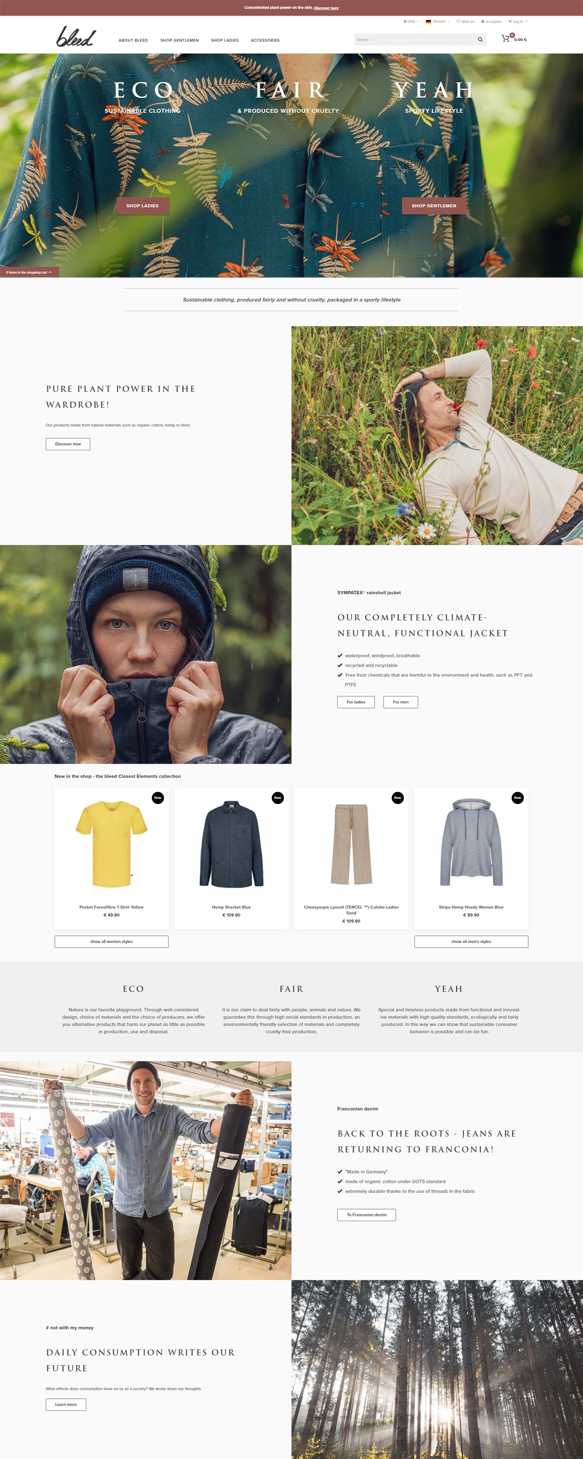 eCommerce website: Bleed Clothing
