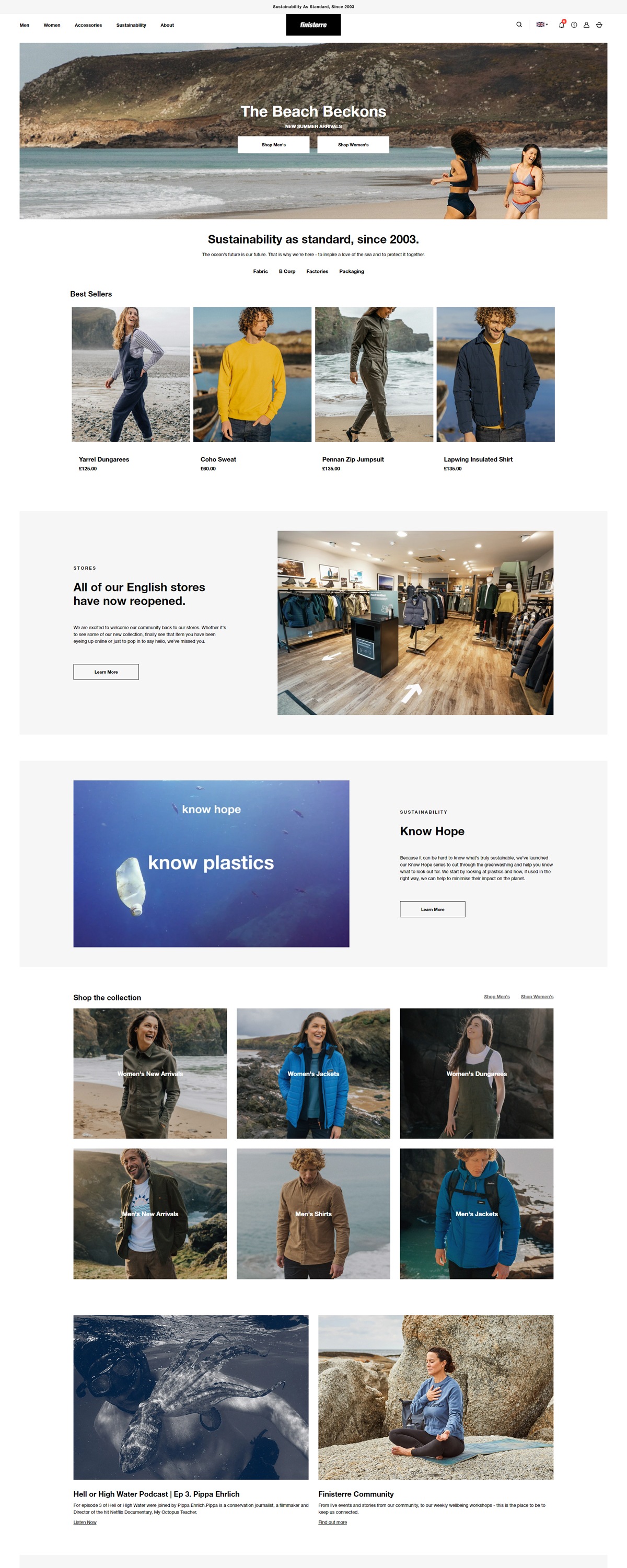 eCommerce website: Finisterre
